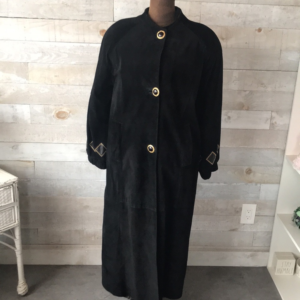1980s diCapra genuine suede long dressy coat - Picture 2 of 16